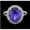 Image 2 : 3.38 ctw Tanzanite and Diamond Ring - 14KT White Gold