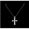 Image 1 : 1.83 ctw Diamond Cross Pendant With Chain - 14KT White Gold