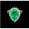 Image 2 : 3.01 ctw Emerald and Diamond Ring - 14KT White Gold