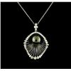 Image 2 : 1.34 ctw Diamond and Pearl Pendant With Chain - 14KT White Gold