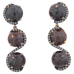 14k Rose Gold 9.29CTW Diamond and Rough Diamond Earrings, (SI3/G)