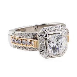 4.06 ctw Cubic Zirconia and Diamond Ring - 18KT White and Rose Gold