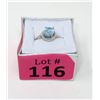 Image 2 : Baby Blue Topaz & Diamond Solitaire Ring