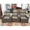 Image 1 : New 3 Piece Grey Leather Theater Sectional Seating