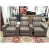 Image 1 : New 3 Piece Grey Leather Theater Sectional Seating