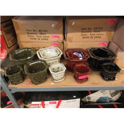 4 New 3 Piece Glazed Pottery Planters