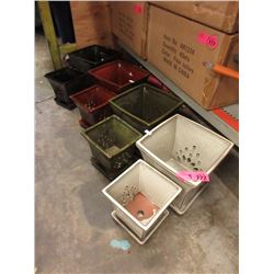 4 New 2 Piece Glazed Pottery Plant Pot Sets
