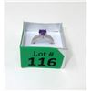 Image 2 : Amethyst & Diamond Sterling Silver Solitaire Ring