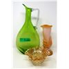 Image 1 : Vintage Large Green Blown Glass Decanter & More
