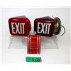 Image 1 : 2 Vintage Ruby Glass Exit Signs & an Alarm Pull