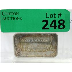 1 Oz National Refiners .999 Silver Bar