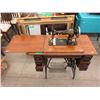 Image 1 : Singer Sewing Machine in Oak Treadle Stand
