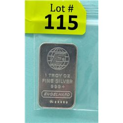 1 Oz. Engelhard Bar .999 Fine Silver Bar