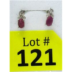 New Ruby & Diamond Sterling Silver Earrings