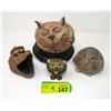 Image 1 : 4 Vintage Signed Stoneware Pottery Creatures