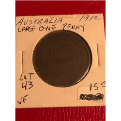 Nice Early 1912H Australia Large One Penny Very Fine Grade