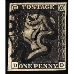 1840 1d PLATE 2, SG1, USED