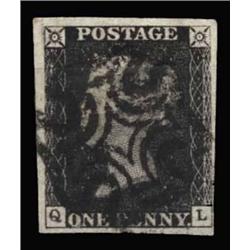 1840 1d PLATE 9, USED