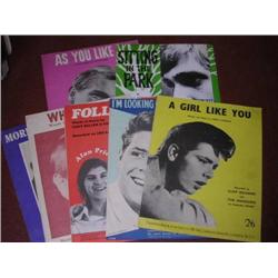 7 orginal music sheets to include Cliff Richard, Adam Faith, Bobby Vee, ect all in excellent conditi