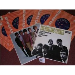 The Rolling Stones super collection of 5 first pressing Single Records to include Come On ,all with 