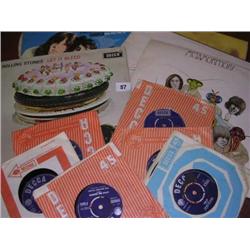 Record case of Rolling Stones Lps and 45s to include Let it Bleed.
