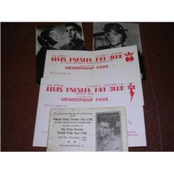 2 Elvis Presley Fan Club Membership passes + The Elvis Presley World Wide Fan Club of Great Britain 