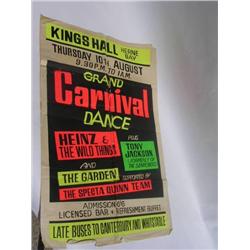 Original Heinz & The Wild Things Concert Poster Kings Hall Herne Bay 10th Aug 1967 with Tony Jackson