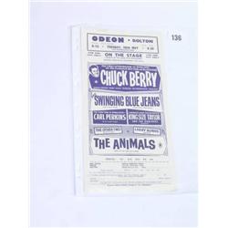 Chuck Berry The Animals Bolton Odeon Concert Flyer with Booking form 26/5/64 (6”x 12”) condition EX