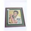 Image 1 : Framed coloured print of Elvis Presley with a black and white card with Elvis mark.