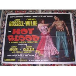 Rare Hot Blood Jane Russell UK Quad Cinema Poster 30”x 40” 1956 condition EX