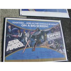 Star Wars/The Empire Strikes Back 1981 double-bill UK Quad Cinema Poster 30”x 40” Linen-Backed, cond