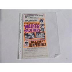 Original Jimi Hendrix Concert Handbill 5 ½”x 11 ½” from De Montfort Hall, Leicester 16 April 1967 wi