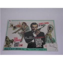 Sean Connery Autograph on a scrap of paper sold together with a laminated repro James Bond "From Rus