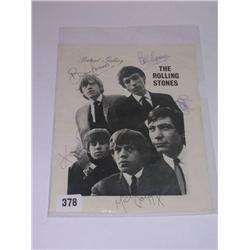 Rolling Stones full set of Autographs inc Brian Jones from a page of early 1960's Concert Programme