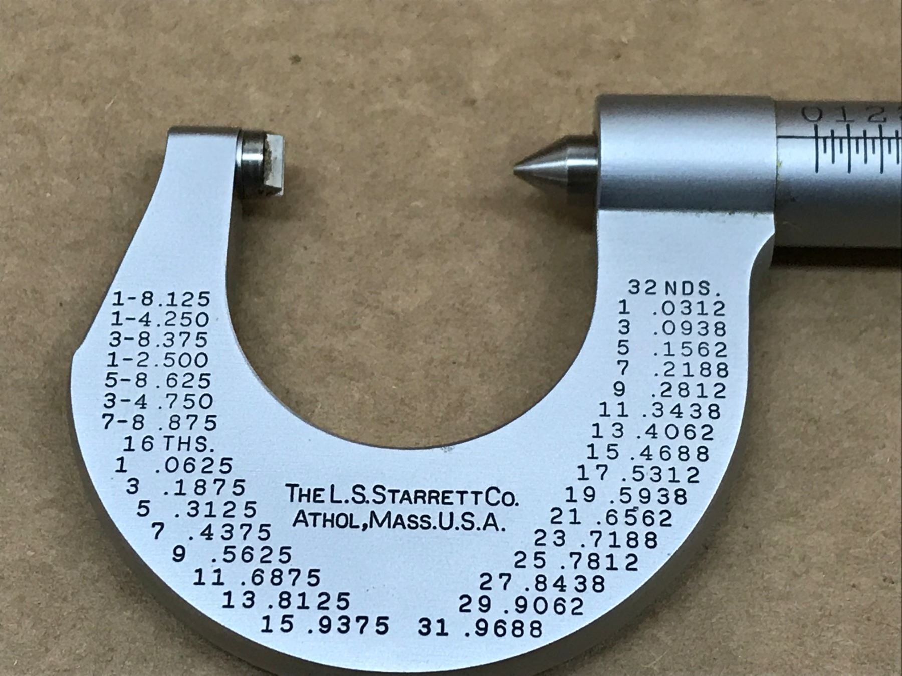 Starrett Thread File STARRETT NO. 575 THREAD MICROMETER