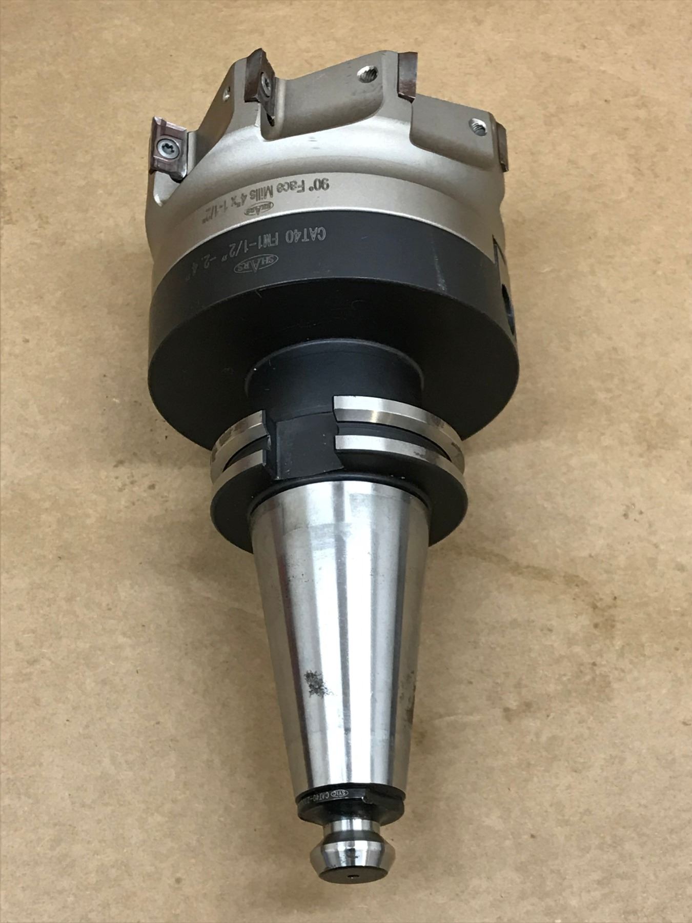 SHARS 4 X 1 1 2 FACE MILL W FM1 1 2 2 4 CAT 40 TOOL HOLDER BTM Shars 4 x 1 1 2 face mill w fm1 1 2 2 4 cat 40 tool holder btm