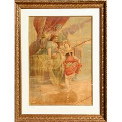 Alphonse Mucha, Peche, Chromolithograph Print on Canvas