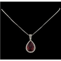 17.94 ctw Tourmaline and Diamond Pendant With Chain - 18KT White Gold