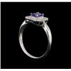 Image 4 : 14KT White Gold 0.64 ctw Tanzanite and Diamond Ring