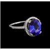 Image 1 : 3.35 ctw Tanzanite and Diamond Ring - 14KT White Gold