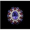 Image 2 : 14KT White Gold 3.58 ctw Tanzanite, Sapphire, Ruby and Diamond Ring