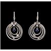 Image 1 : 0.25 ctw Sapphire and Diamond Earrings - 14KT White Gold