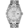 Image 2 : Rolex Mens Stainless Steel Silver Diamond Lugs & Pyramid Bezel Datejust Wristwat