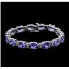 Image 1 : 14KT White Gold 27.90 ctw Tanzanite and Diamond Bracelet