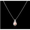 Image 2 : 14KT White Gold 4.90 ctw Coral and Diamond Pendant With Chain