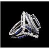 Image 3 : 14.21 ctw Sapphire and Diamond Ring - 18KT White Gold GIA Certified