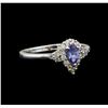 Image 1 : 14KT White Gold 0.35 ctw Tanzanite and Diamond Ring