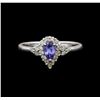 Image 2 : 14KT White Gold 0.35 ctw Tanzanite and Diamond Ring