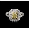 Image 2 : 14KT White Gold 2.78 ctw Fancy Yellow Diamond Ring