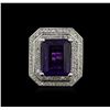 Image 2 : 14KT White Gold 11.14 ctw Amethyst and Diamond Ring